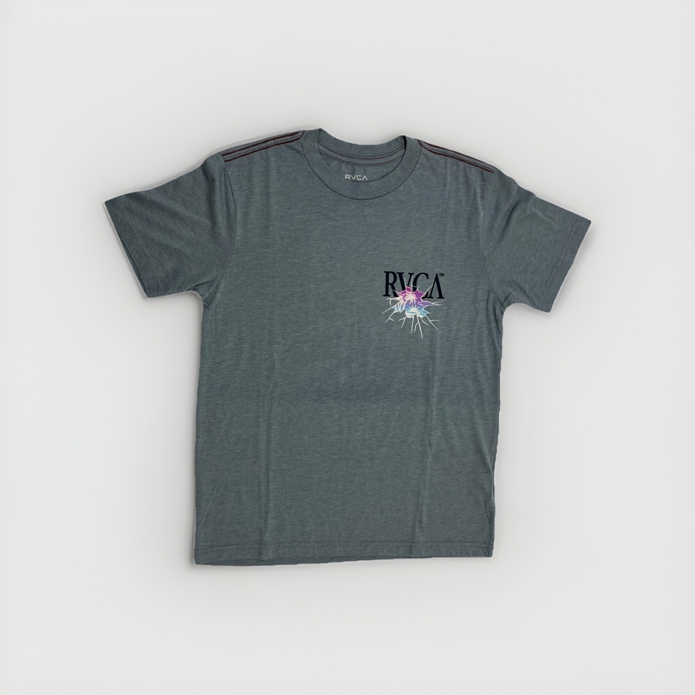 RVCA Youth Boys Small Gray Crew Neck Short Sleeve T Shirt